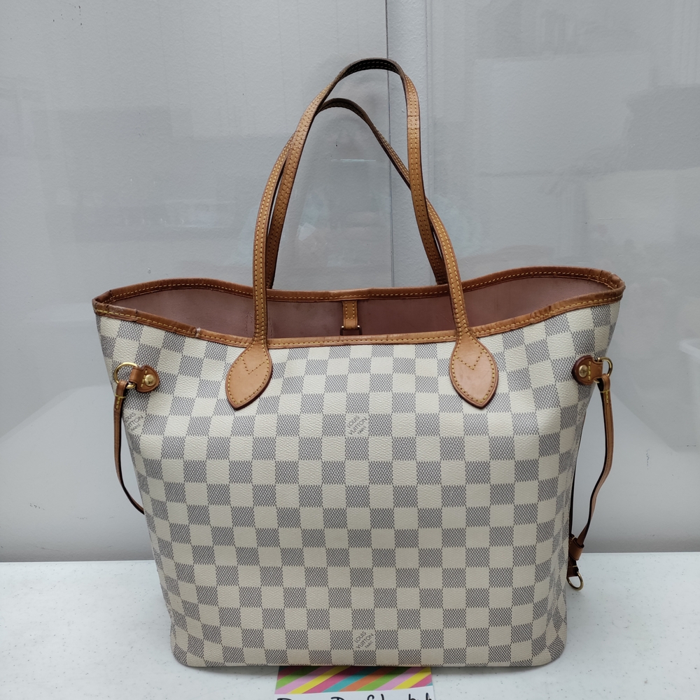 Authentic Louis Vuitton Neverfull MM Damier Azur Rose Ballerine lining